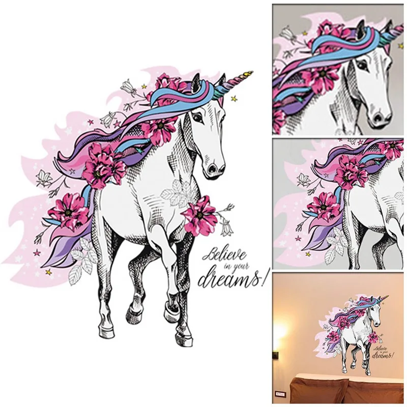 Фантазия Верьте в ваши мечты цитата цветок лошадь фотография наклейка на стену