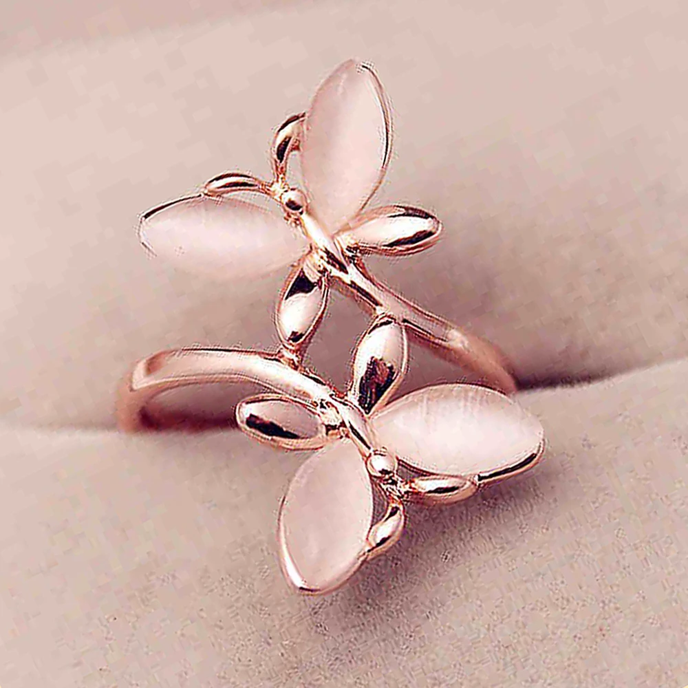 

Huitan Rose Gold Color Butterfly Finger Ring for Female Romantic Bridal Wedding Ceremony Party Accessories Women Fashion Jewelry
