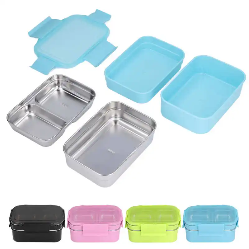 

Коробка из нержавеющей стали, многофункциональная коробка для бенто, безопасная многоразовая перерабатываемая коробка с отсеком для школы...