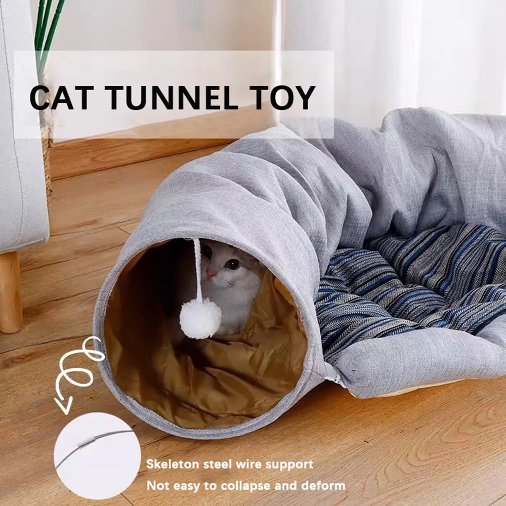 

2 In 1 Cat Tunnel Toys Cats Collapsible Nest Kitten Tunnels Best Interactive Toy Indoor Tent For Cat Exercising Cats Accessories