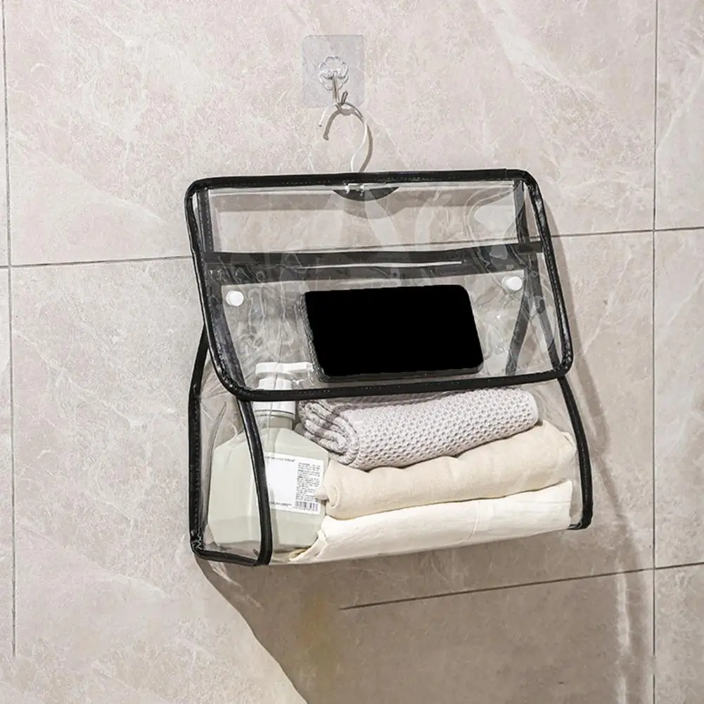 

Bathroom Accessory Storage Bag Waterproof Wall Storage Bag with Phone Pocket High Capacity Organizer for Dust-proof Hanging