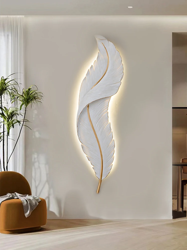 

Led White Feather Wall Lamp Corridor Resin Wall Light Modern Bedroom Bedside Lamp Lighting Indoor Lighting Minimalist Wall Lamp