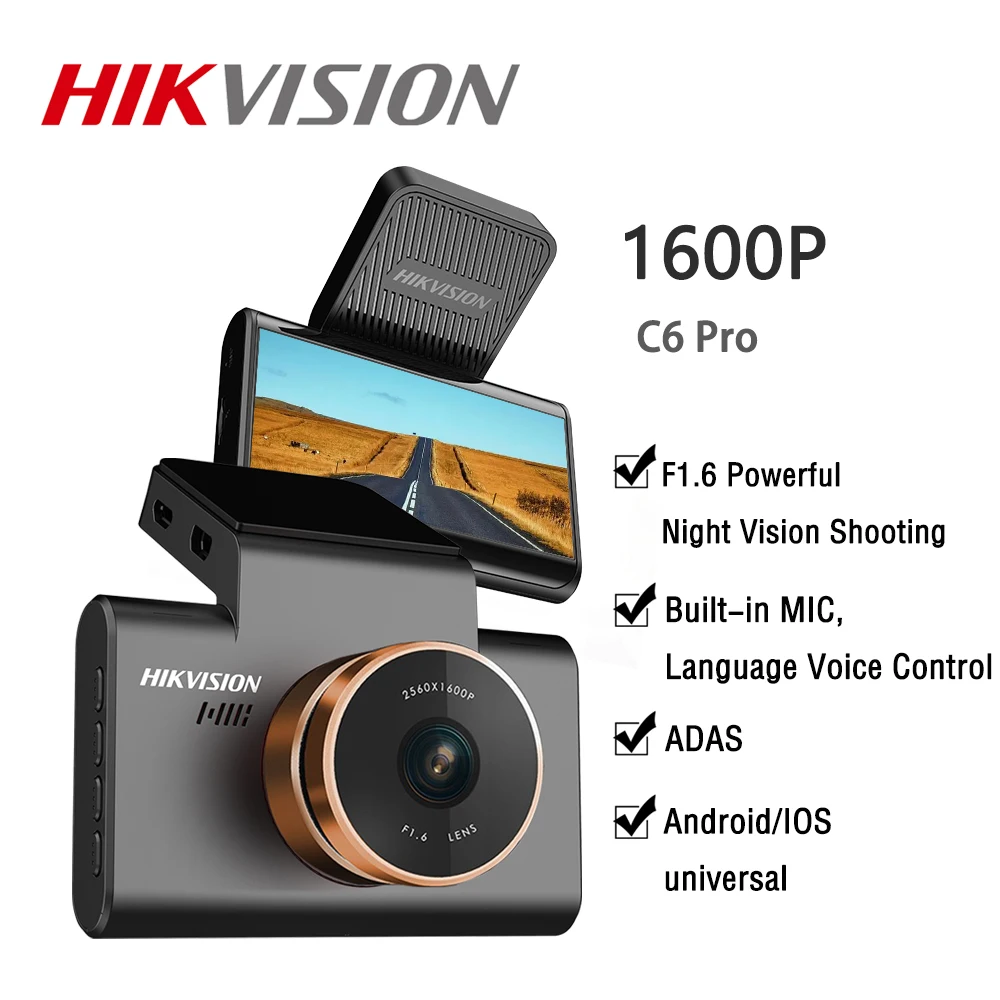 

Hikvision Dash Cams for car C6PRO 1600P 3.0in F1.6 Clear Night Vision Build-in GPS WIFI Voice Control G-Sensor Looping Recording