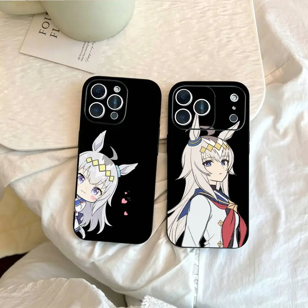 Фото Мягкий черный чехол U-Uma Derby Oguri Cap Cute для iPhone 17, 16, 15, 14, 13, 12, 11 Plus, Pro Max и других моделей №1