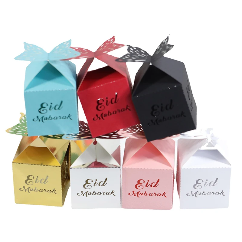 

20/30/50Pcs Eid Mubarak Candy Boxes Butterfly Ramadan Sweet Favor Gift Boxes Hajj al-Fitr Ramadan Muslim Events Party Decoration