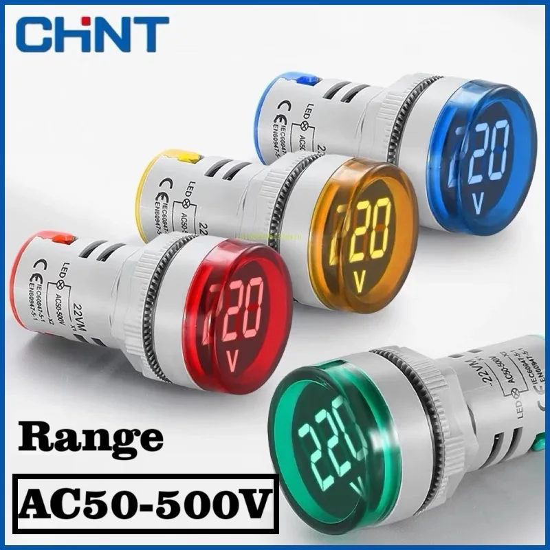 Фото CHINT Светодиодный индикатор Сигнальная лампа NXD-22DV AC Цифровой дисплей Измеритель напряжения тока 22 мм AC50-500V AD16 220 В 380 В 440 В 480 В 500 В №1