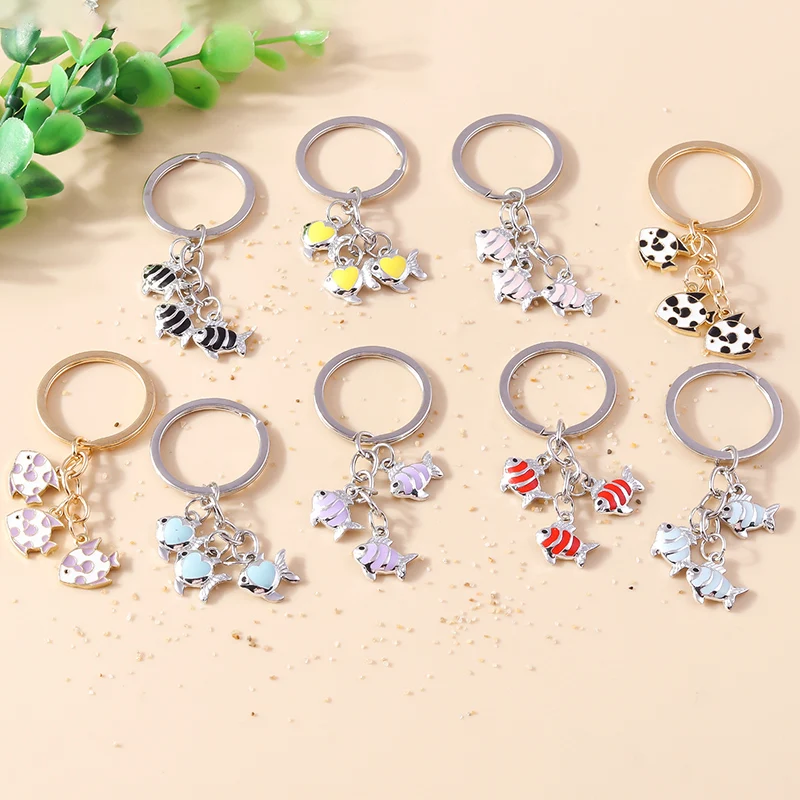 

Cute Enamel Fish Charms Keychains for Women Men Car Key Handbag Pendants Keyrings Accessosries DIY Handmade Jewelry Gifts