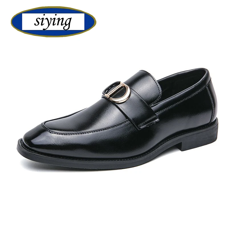 

Men's Formal Shoes Handmade Dress Shoes Size 38-46 Men Shoes Black Men Loafers Pu Leather Square Toe Slip-On Business