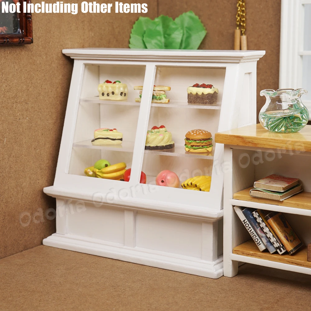 Odoria 1:12 Миниатюрный белый шкаф для тортов искусственная еда мини-магазин мебели