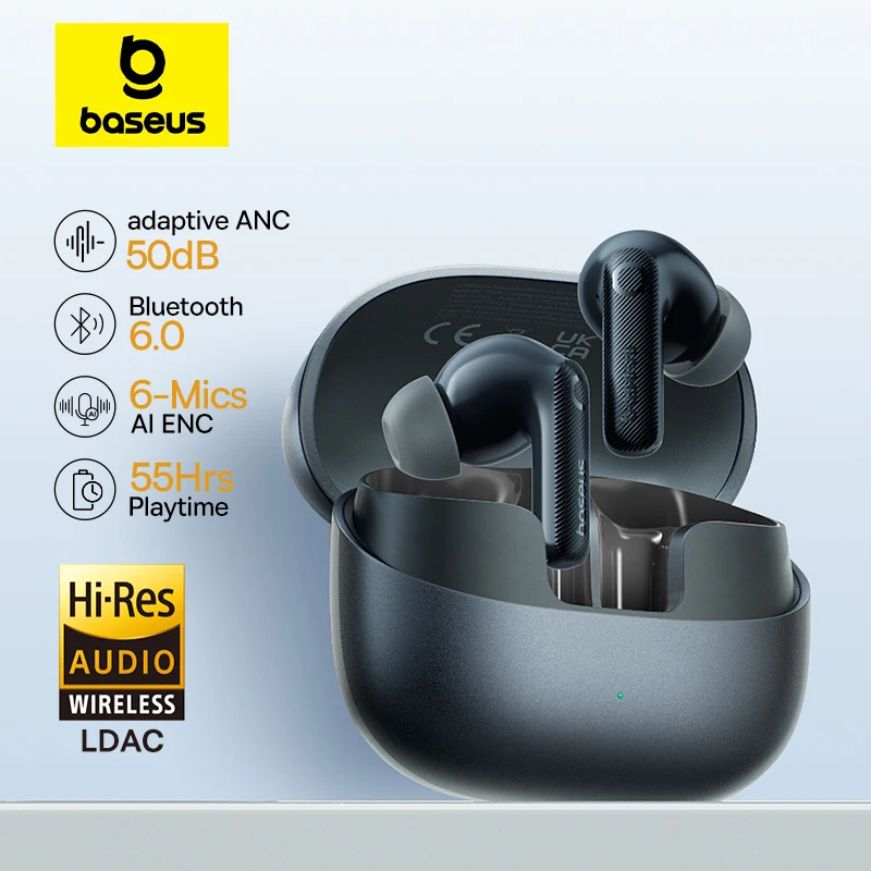 Фото Наушники Baseus EP10 Pro ANC Беспроводные наушники Bluetooth 6.0 наушники беспроводные 50 дБ Адаптивные наушники в реальном времени 6 микрофонов Hi-Res LDAC IP55 Наушники беспроводные TWSнаушники безпровідні №1