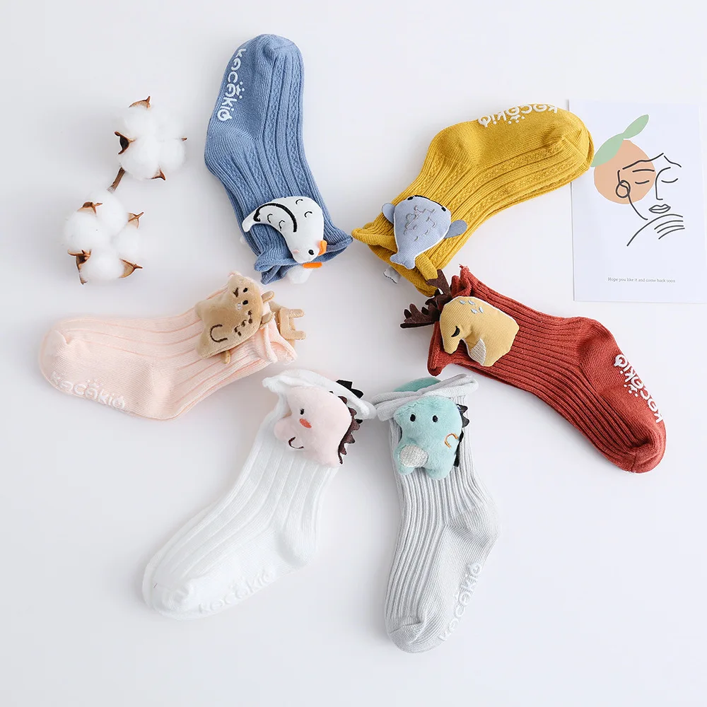 

New Baby Stock Cartoon Cute Three-dimensional Animal Cotton Baby Floor Socks Autumn Newborn Infants Kids Long Socks