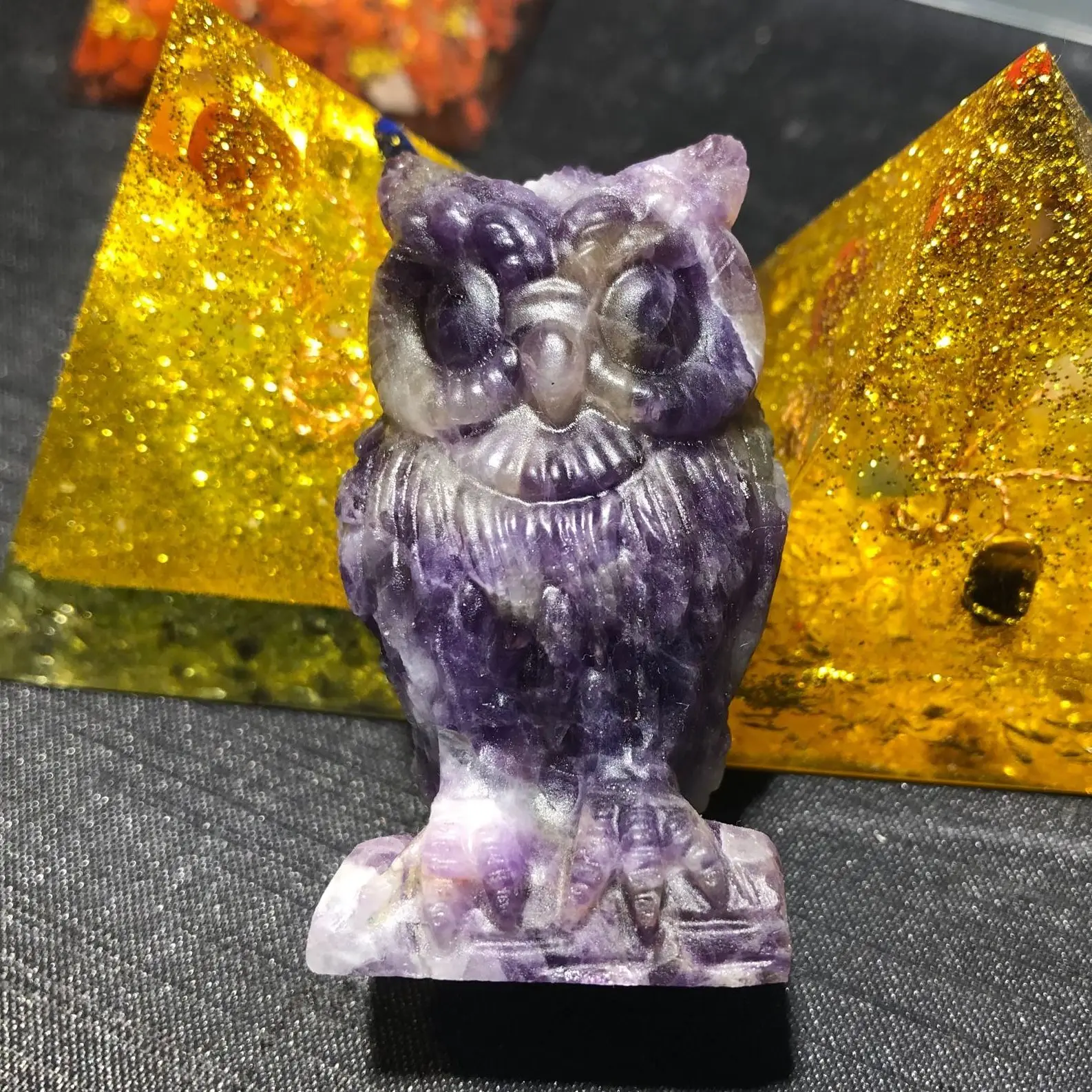 

5cm Natural Beautiful Fluorite Quartz Crystal Sculpture Owl Animal Home Decoration Spirit Fengshui Healing Meditation