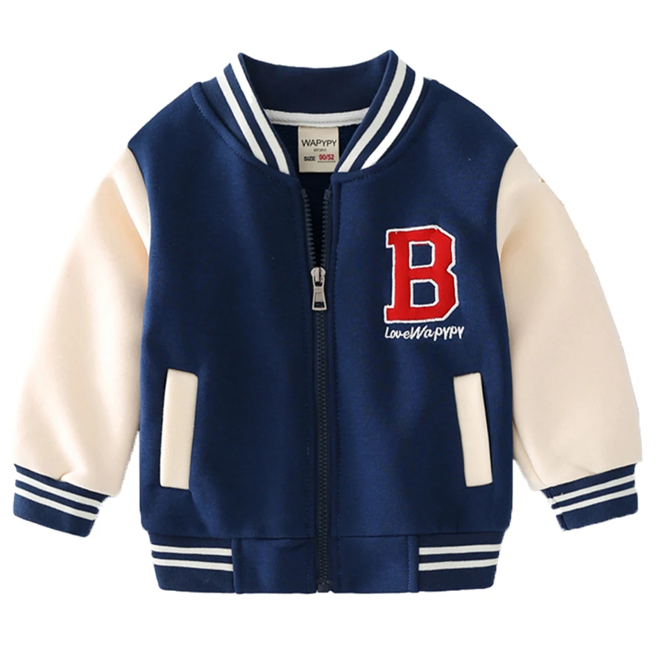 Kids Winter Jacket Button Casual Letter Baseball Uniform Coats Round Neck Cardigan Sportswear Autumn And Winter Child Clothes