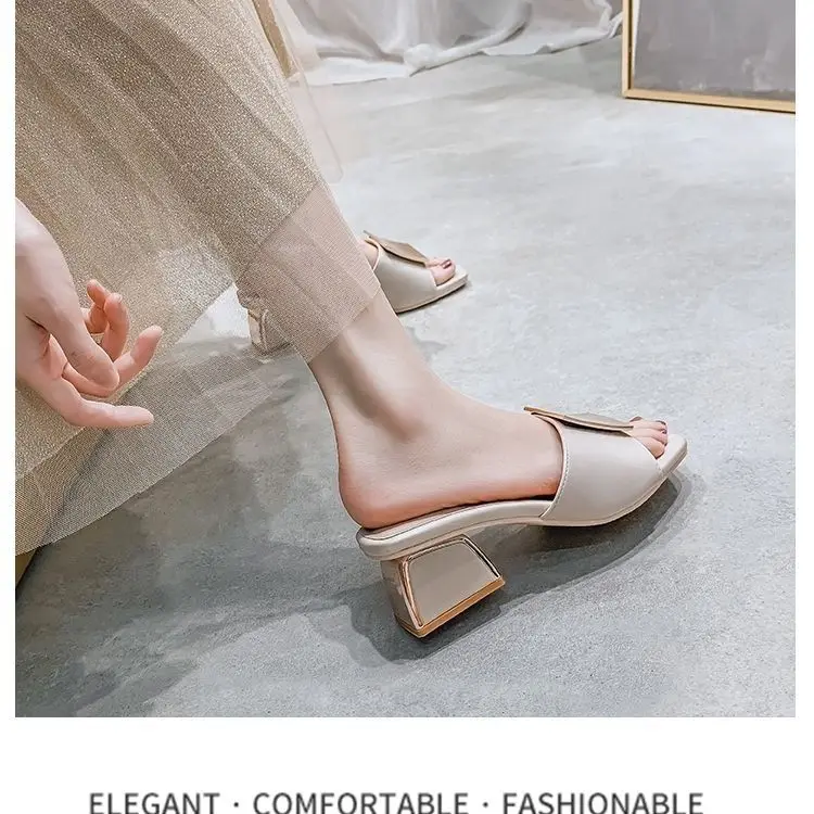 

Шлепанцы женские на высоком массивном каблуке, Босоножки на каблуке, Роскошные Плюшевые сандалии, мюли, весна-лето 2022