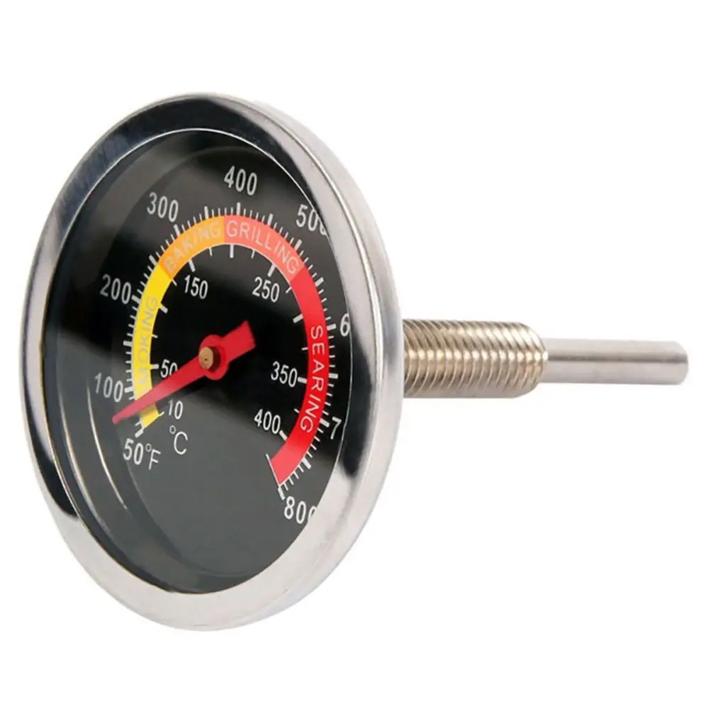 

Биметаллический термометр для барбекю, прибор для измерения температуры из нержавеющей стали, с двойным датчиком температуры на 50-400 градусов, для гриля, 10-800 градусов