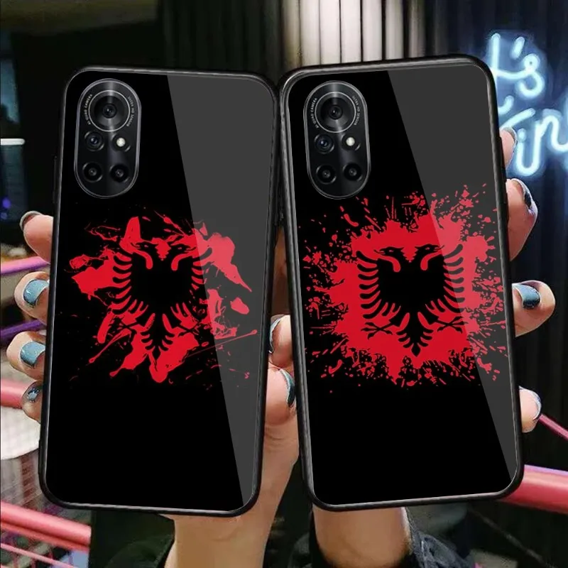 

Чехол для телефона с флагом Албании для Huawei P50 P40 P30 P20 Pro Mate 40 30 20 Pro Nova 9 8 7 PC, стеклянный чехол для телефона