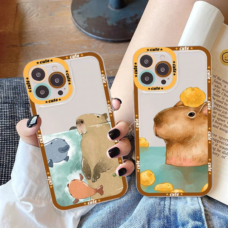 

Capybara Cute animal cartoon Phone Case for iPhone 11 12 13 Mini Pro Max 14 Pro Max Case shell
