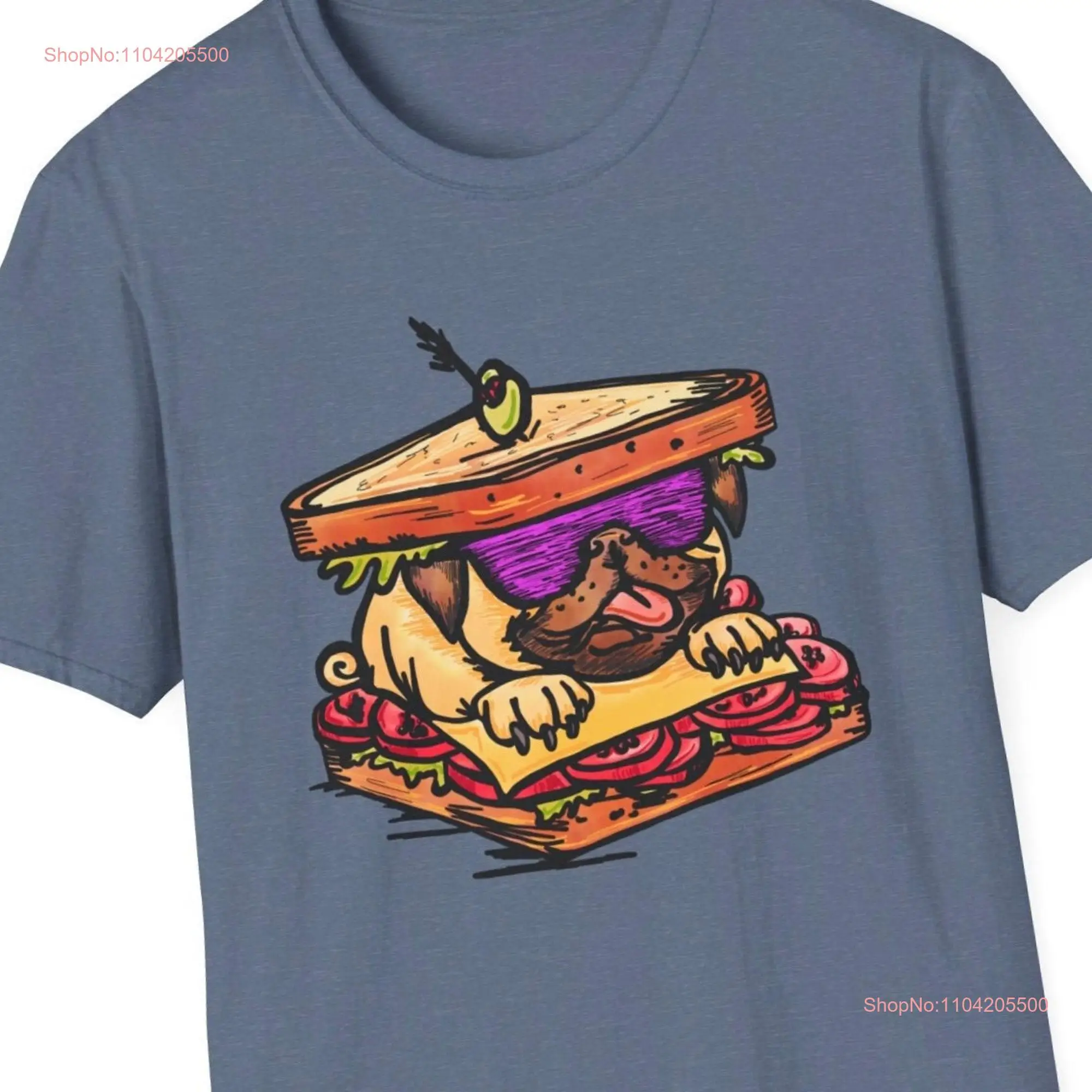 Футболка Pug Sammich с длинными или короткими рукавами