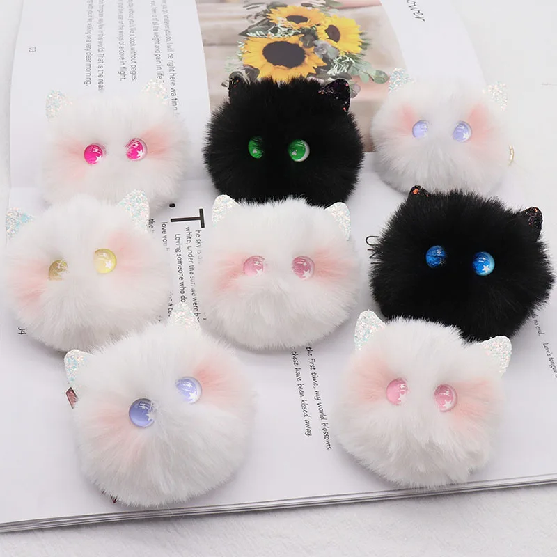 Blusher Cat Hair Ball Pendant Sequin Ear Keychain Pompom Bal