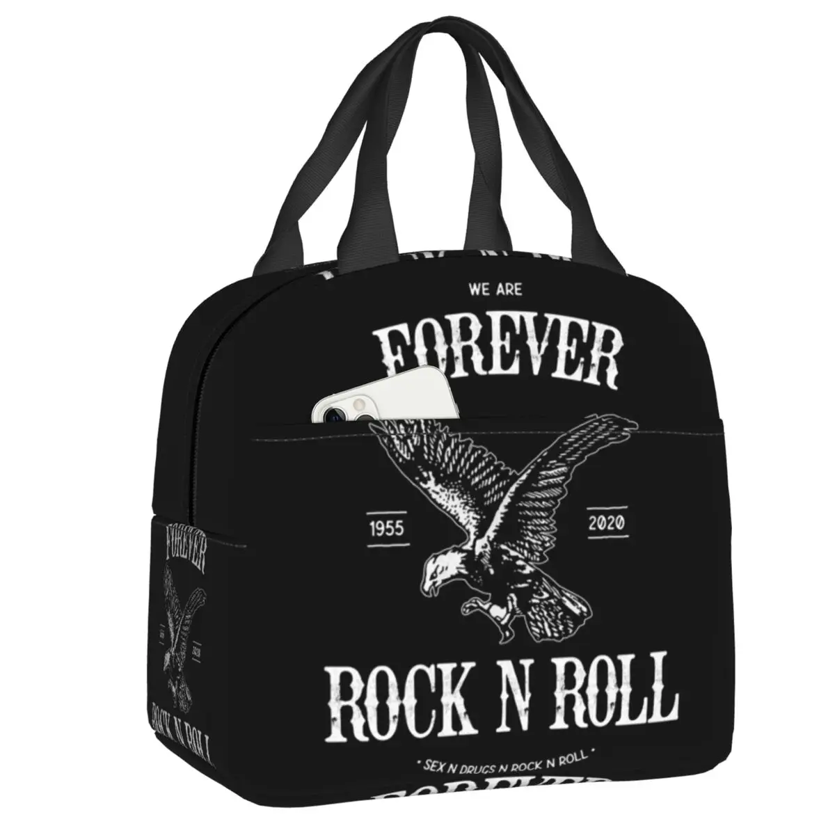 Forever Rock N Roll Insulated Lunch Bag for Work School Waterproof Cooler Thermal Lunch Box Women Kids lunchbag