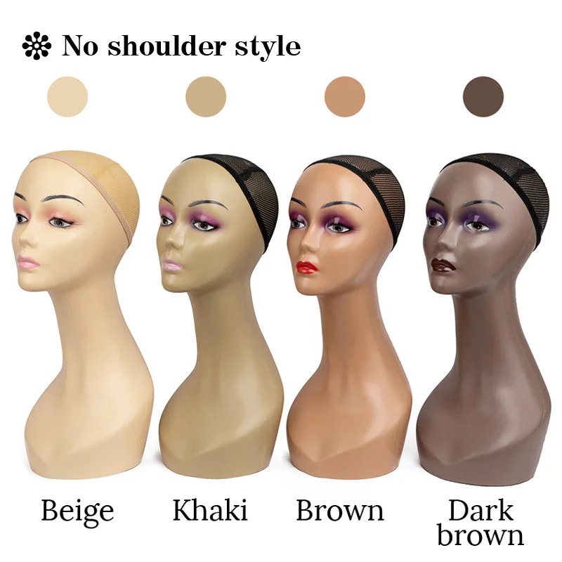 Half Shoulder Dummy Head 6Pcs/Box Fiber Glass Mannequin Head With Bottom Cover Wig Display Stand Female Mannequin Head For Wig enlarge