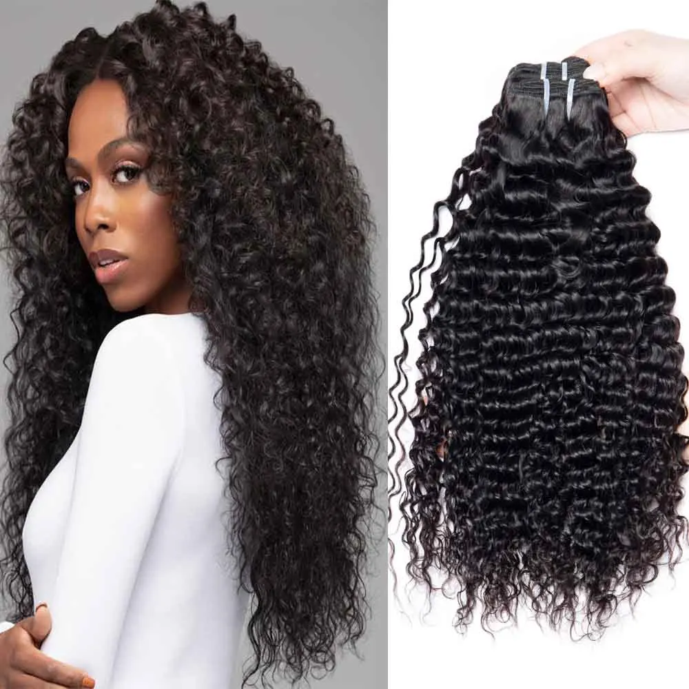 

30 Inch Brazilian Deep Curly Human Hair Bundles VIPBeauty Wave Bundle For Women Remy Hair Extension 3 Bundles Deal Natural Black