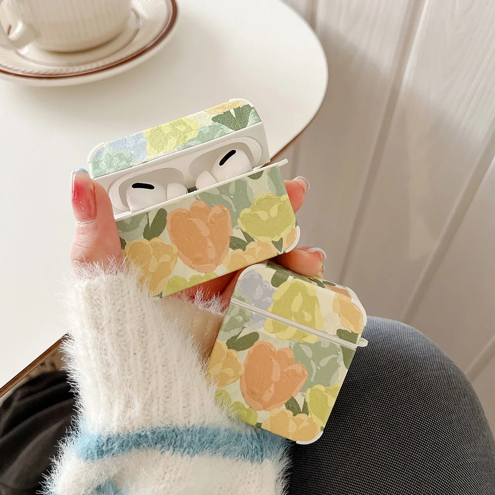 

Роскошный квадратный чехол с картиной маслом и цветами для Airpods Pro 3, беспроводные Bluetooth наушники, зарядный чехол для Airpod 2 1, сумка для воздушн...