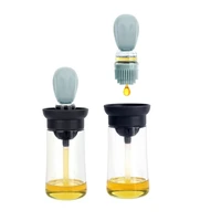 2 glass kitchen olive oil bottles with silicone brush for cooking