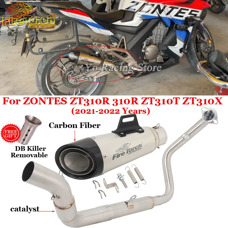 

Motorcycle Exhaust System Escape Modify Front Link Pipe Moto Muffler DB Killer For ZONTES ZT310R 310R ZT310T ZT310X 2021 2022