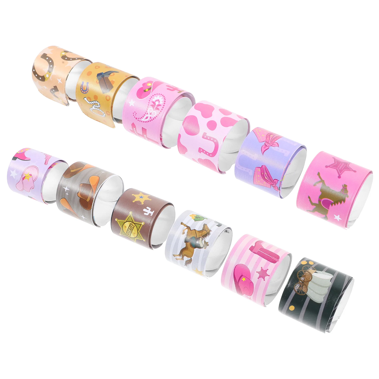 

12 шт. декоративные браслеты Slap, Мультяшные западные браслеты