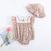 summer infant clothes baby girl rompers cute bodysuit floral print jumpsuits toddler clothing with hat 0 2y