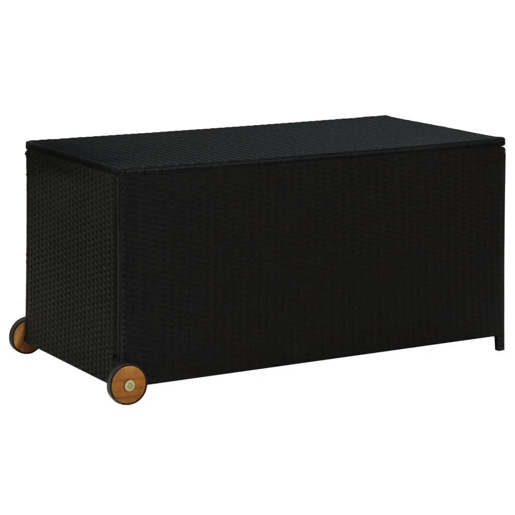 

Outdoor Patio Storage Box Garden Deck Cabinet Furniture Accessories Seating Decor Black Poly Rattan