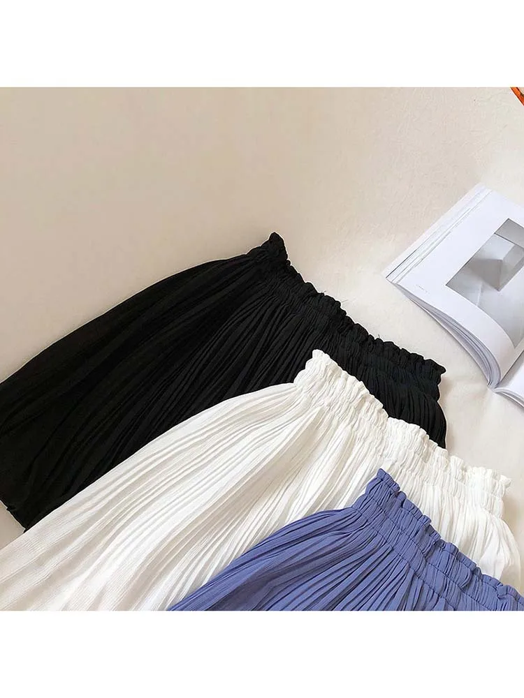 Модная плиссированная мини-юбка с эластичным поясом в Корейском стиле Женская