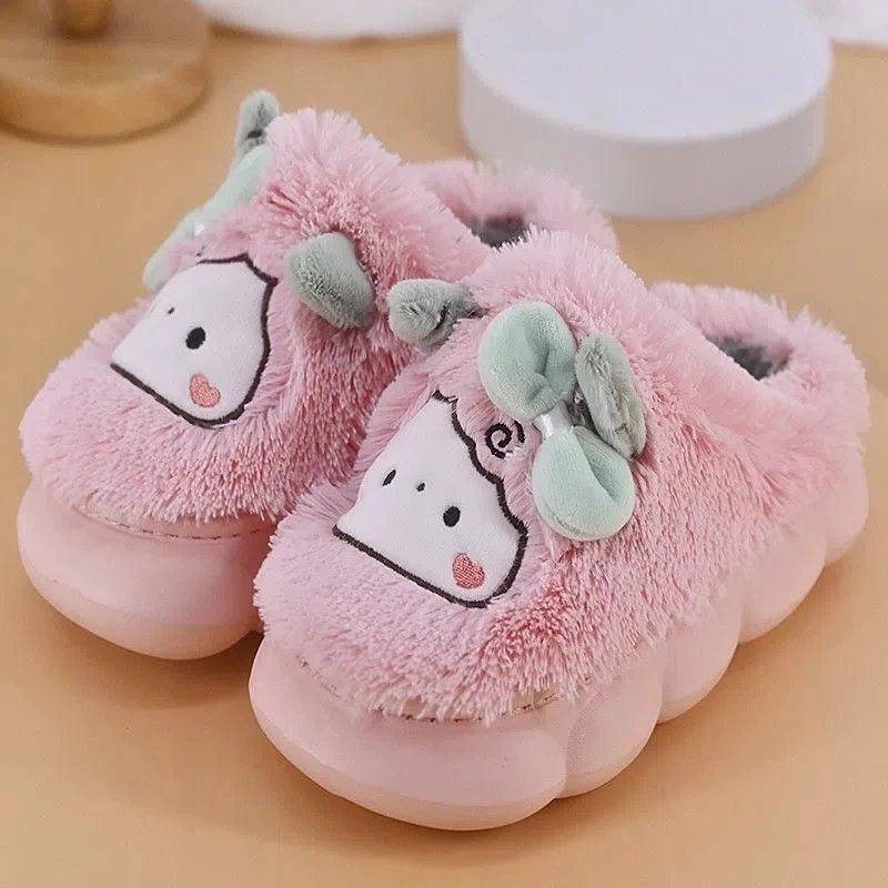 

Paltform Plush Slipper for Women Autumn Cute Sheep Girls Home Slippers Winter Family Comfy Light Mute Female Shoes Sandals
