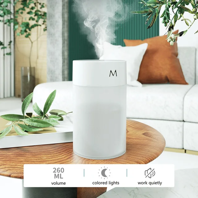 260ML Air Humidifier Ultrasonic Mini Aromatherapy Diffuser Portable Sprayer USB Essential Oil Atomizer LED Lamp for Home Car 4