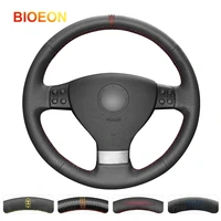 bioeon steering wheel cover for volkswagen vw golf 5 v plus polo jetta passat variant eos touran black artificial leather wrap
