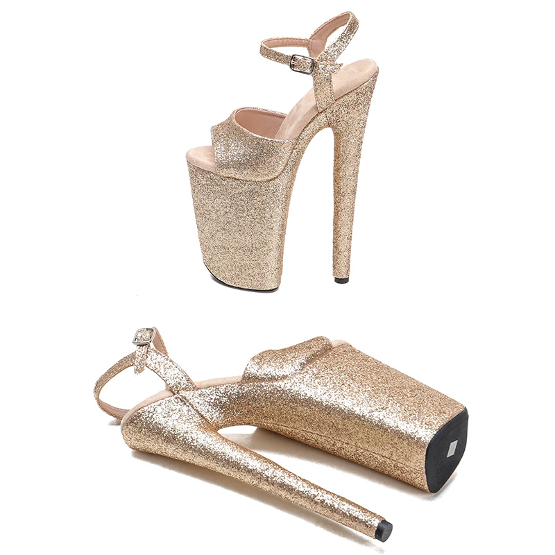 Leecabe 23CM/9inches glitter upper fashion trend exotic Platform Sexy  High Heels Sandals Pole Dance shoes