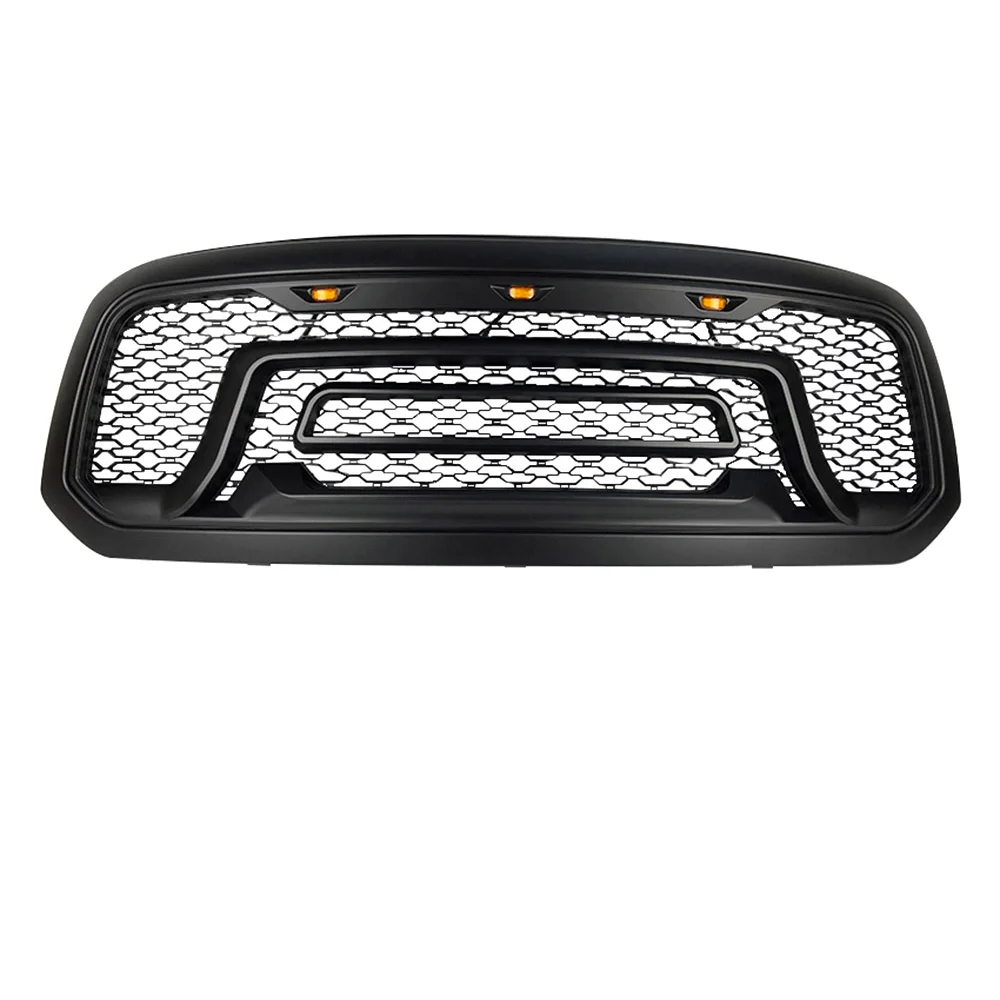 Car Front Grille  hood Auto Exterior Parts Black with Amber LED Light Beads Compatible for Dodge Ram 1500 2013-2018 images - 6