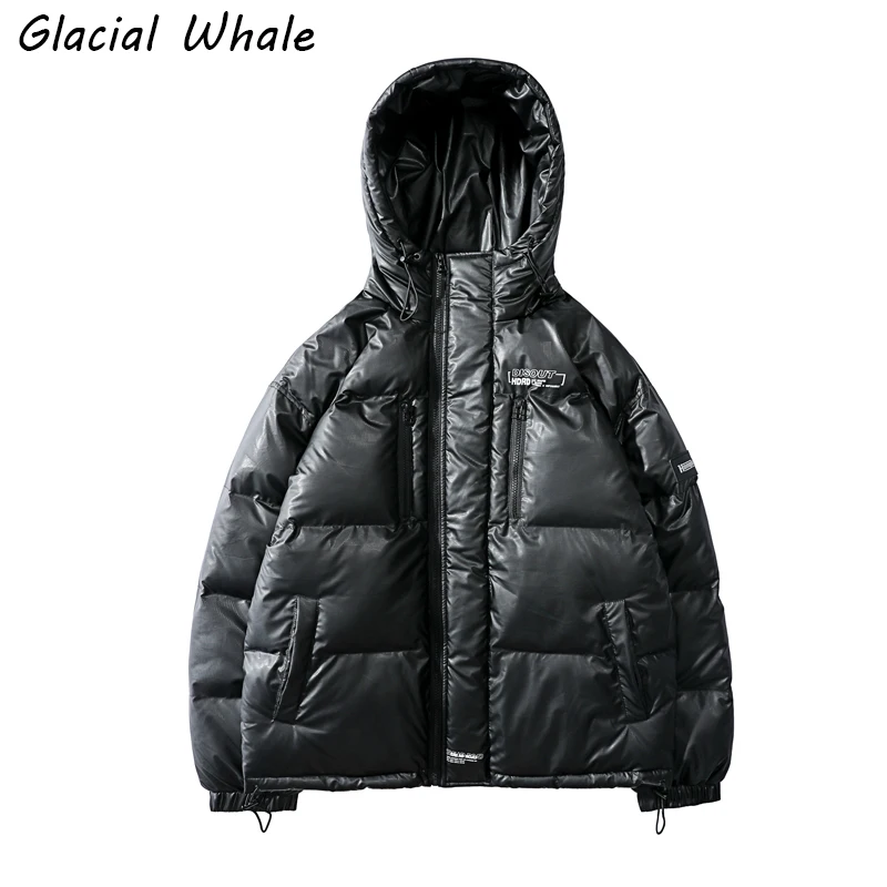 

GlacialWhale Down Jacket Men 2022 Winter Jacket Coat Windproof Oversized Hip Hop Streetwear Black Water Proof Hooded Jackets Men