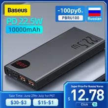 Baseus-Batería portátil de carga rápida, cargador Power Bank con PD 10000mAh 20 W, para iPhone 12 Pro, Xiaomi y Huawei