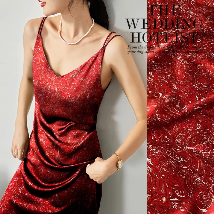 

Шелковая эластичная атласная ткань двора, приятная для кожи дышащая удобная ткань шармёз для платья, «сделай сам», летняя швейная Новинка