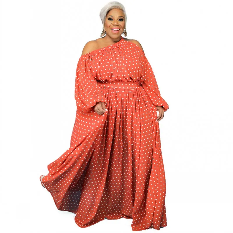 

African Long Maxi Dress Women Diagonal Collar Off Shoulder Backless Daily Evening Party Dress African Pleated Dresses For Women