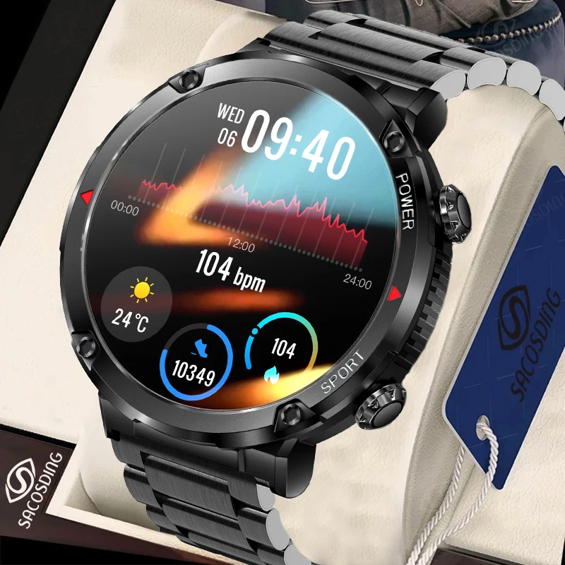 

Часы мужские водонепроницаемые (IP68) Смарт-часы с поддержкой Bluetooth