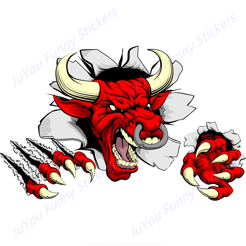 

JuYou Funny Stickers Exterior Accessories Personality Cow Red of Bull Car Sticker Vinyl Decals Motorcycle Stickers PVC Graphic