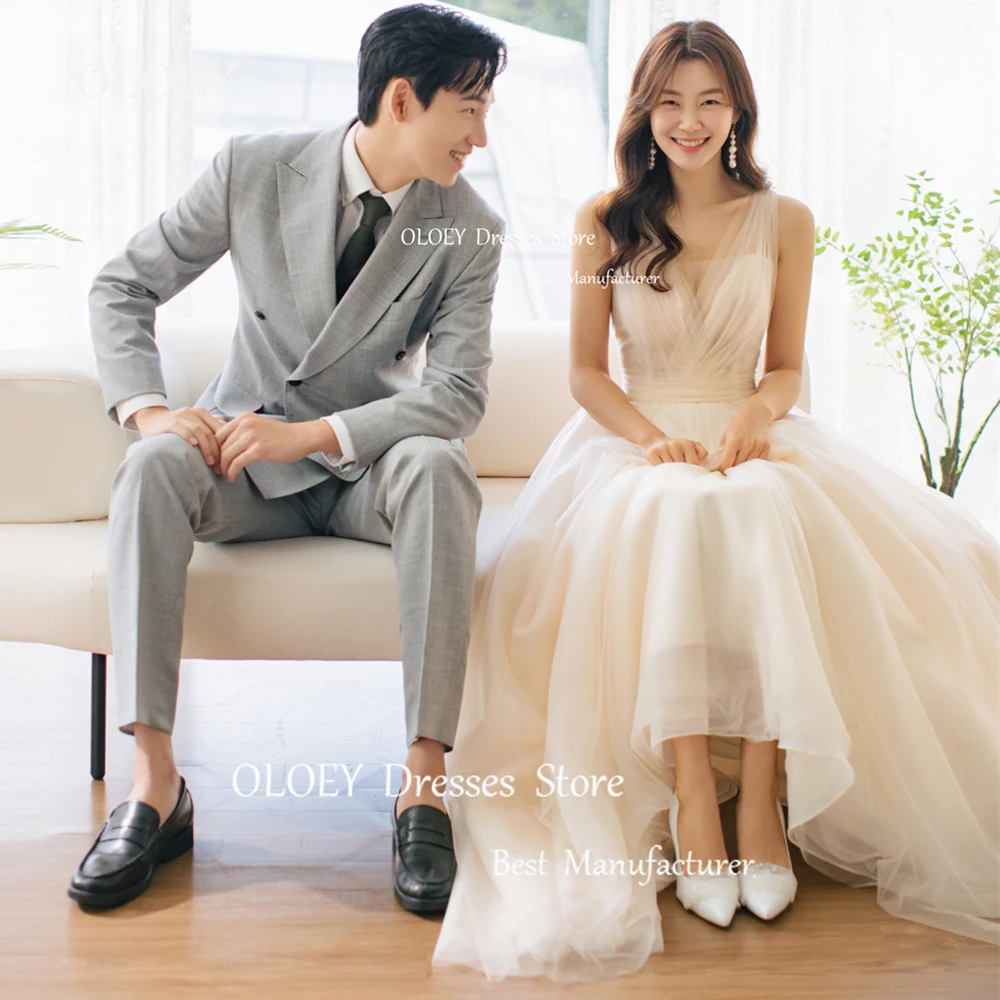 OLOEY простое искусственное Тюлевое свадебное платье цвета шампань корейское