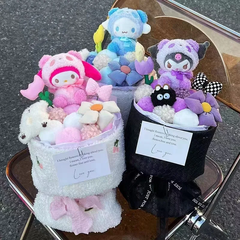 

Kuromi Doll Bouquet Sanrios Cinnamoroll Anime Figure Valentine's Day Gift Kawaii Cartoon Girlfriend Birthday Present Girl Toys