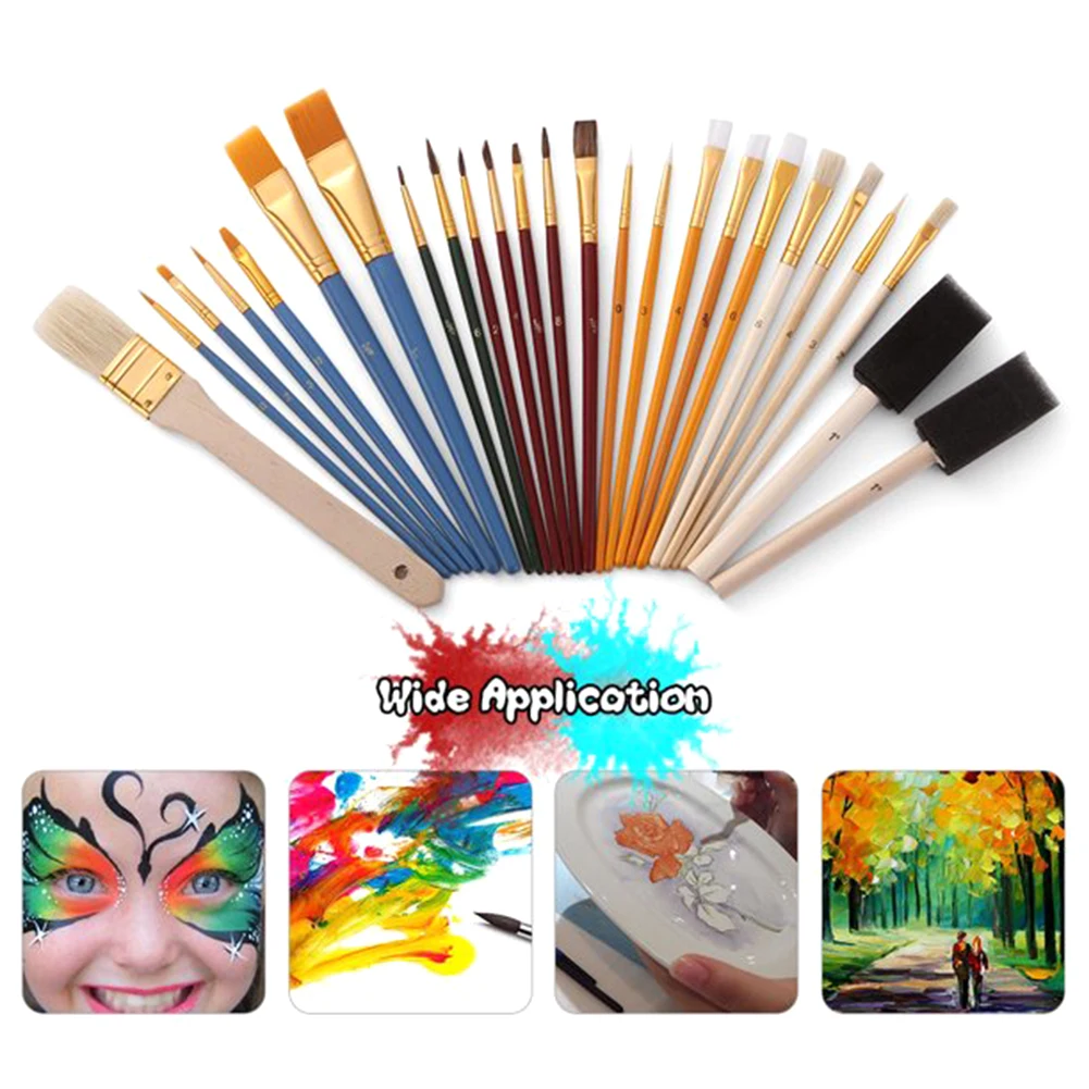 

25pcs/set Student Bristle Horse Hair Acrylic Painting Pen School Stationery Art Painting Brush Art Supplies Paint Brush Kit