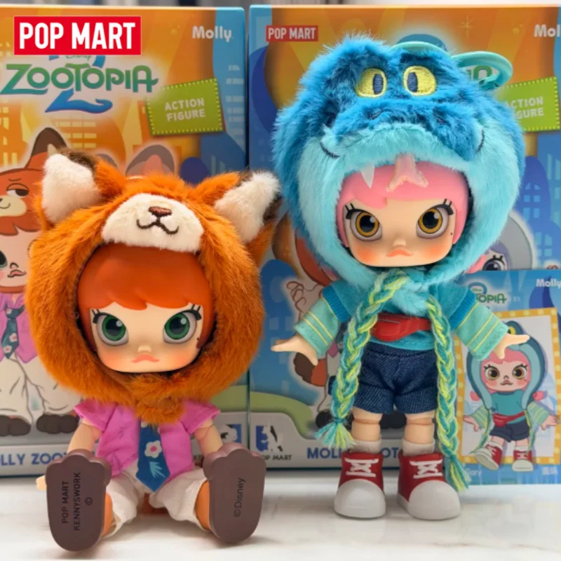 Фото POPMART MOLLY X ZOOTOPIA Серия: Слепая коробка-сюрприз, игрушки, куклы, милые аниме-фигурки, настольные украшения, подарок №1