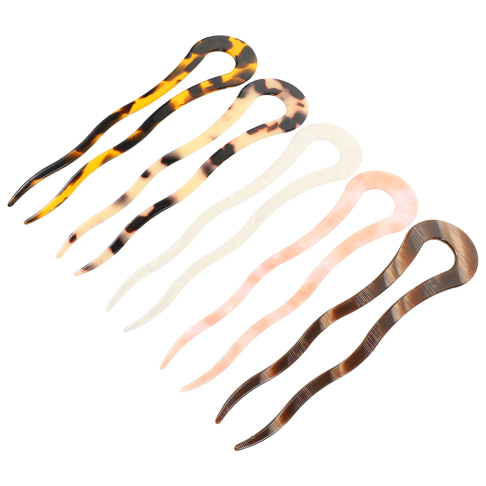 

5 Pcs Hair Sticks Women Hanfu Retro Clips Accessories Wavy Barrettes Hairpins Girls Acetic Acid Shaped Forks Bride