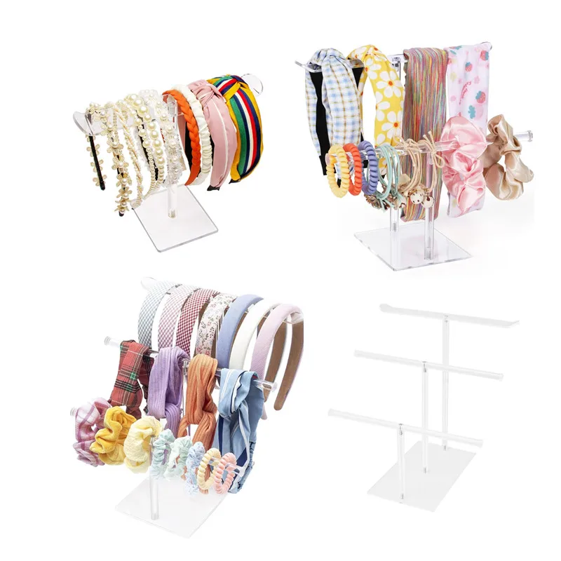 

1/2/3 Tier Acrylic Clear Hairband Hair Hoop Earrings Display Stand for Girl Women Headband Holder Organizer Countertop Decor